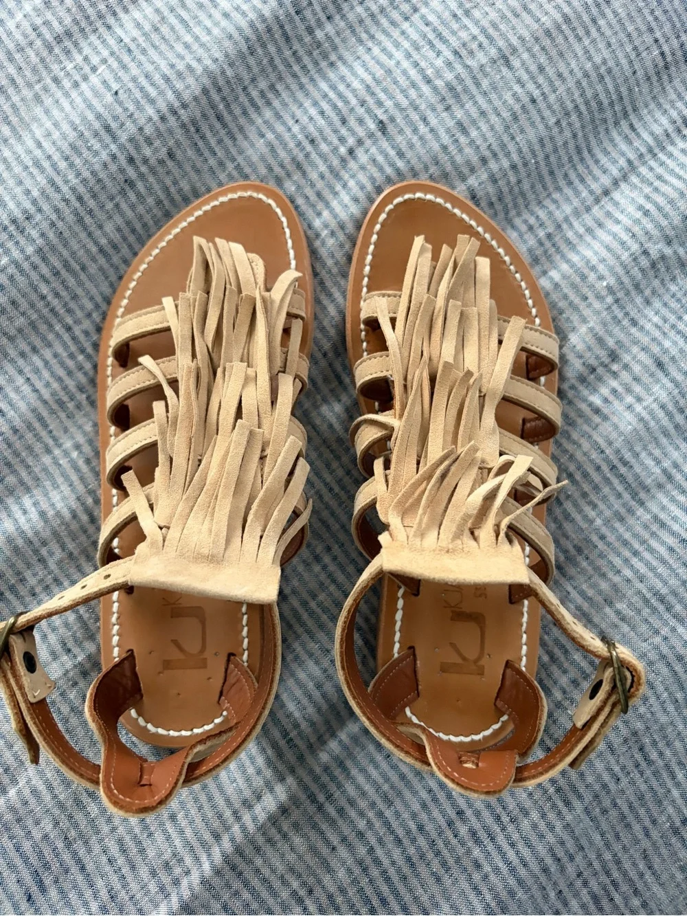 Brand New K.Jacques FREGATE Suede Fringe Gladiator Sandals